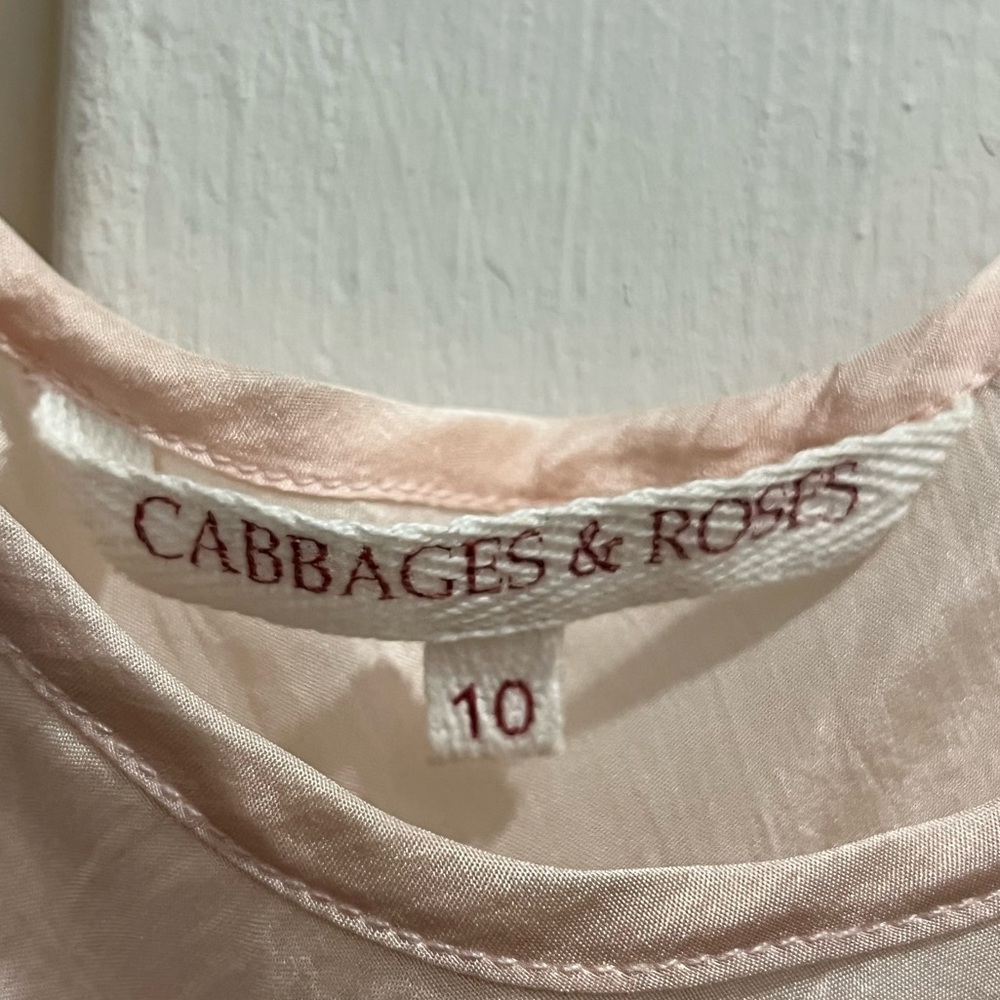 Cabbages & Roses silk pale pink drop waist dress size 10 - Picture 2 of 12